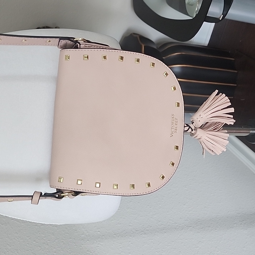 Victorias Secret Festival CROSSBODY Tassel Gold Studded Purse Tote Handbag, Pink